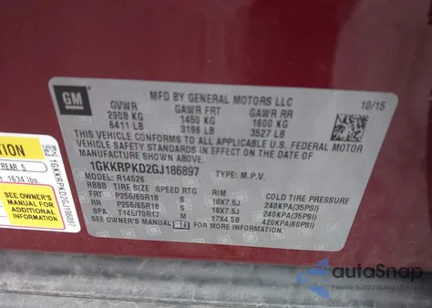 2016 GMC Acadia Sle-2 z USA, uszkodzony, nr VIN 1GKKRPKD2GJ186897